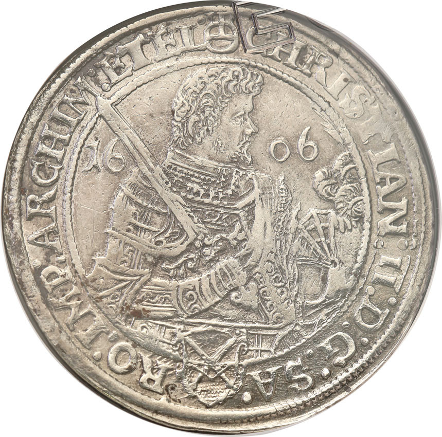 Niemcy, Saksonia. Krystian II, Jan Jerzy I i August. Talar 1606